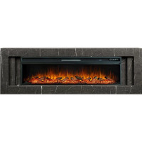Каминокомплект Line 60 SFT Stone Touch (Разборный) - Серый мрамор с очагом Vision 60 LOG LED
