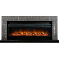 Каминокомплект Lindos 60 SFT - Серый мрамор с очагом Vision 60 LOG LED