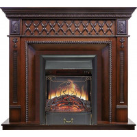 Каминокомплект Alexandria - махагон коричневый антик с очагом Majestic FX Black